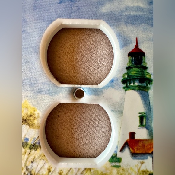 Hand made electrical outlet cover by Judy Buswell. Unique beach lighthouse. EUC - Picture 3 of 8